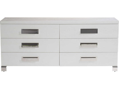Coro 6-Drawer Dresser in Azucar Finish with Stainless Steel Accents