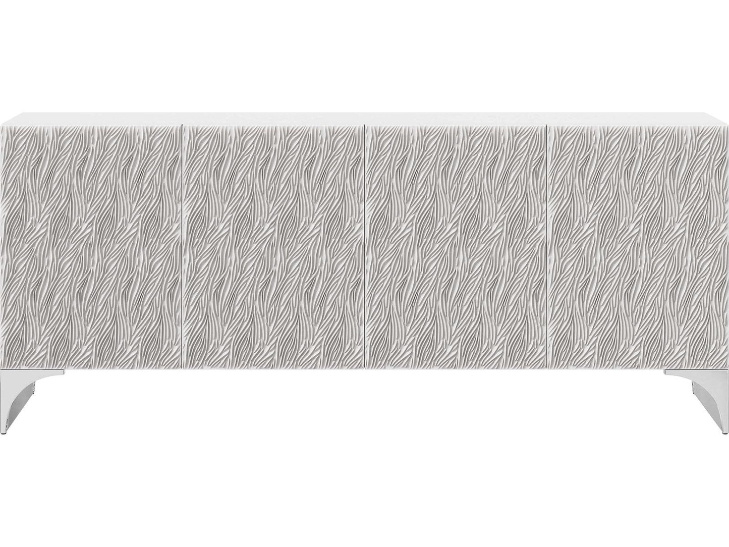 Stratum Entertainment Credenza Fossil Faux Stone and Polished Nickel