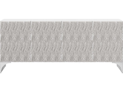 Stratum Entertainment Credenza Fossil Faux Stone and Polished Nickel