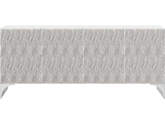 Stratum Entertainment Credenza Fossil Faux Stone and Polished Nickel
