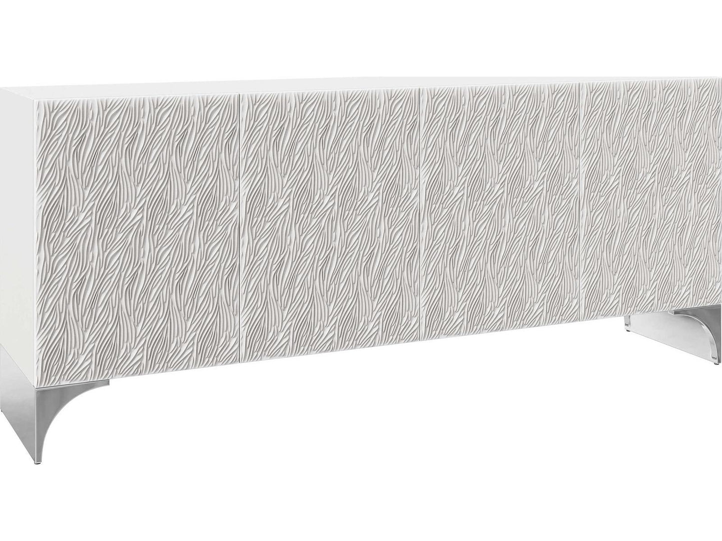 Stratum Entertainment Credenza Fossil Faux Stone and Polished Nickel