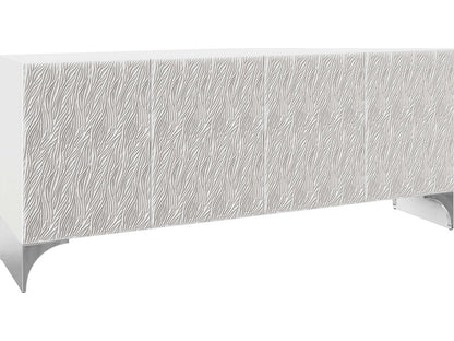 Stratum Entertainment Credenza Fossil Faux Stone and Polished Nickel