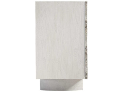Sereno Walnut Wood and Silver Travertine Modern Buffet