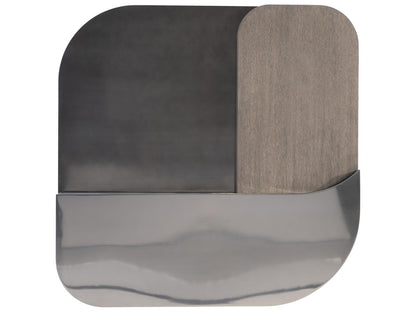 Jacopo Square Coffee Table in Kona Wood and Bronze Metal