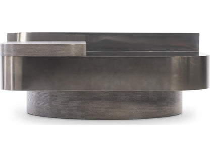 Jacopo Square Coffee Table in Kona Wood and Bronze Metal