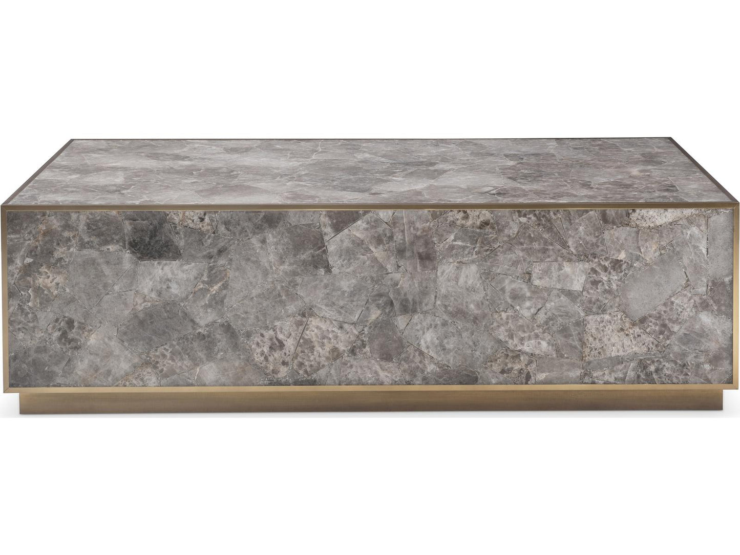 Interiors Tildon Rectangle Coffee Table in Aged Brass and Smoky Quartz