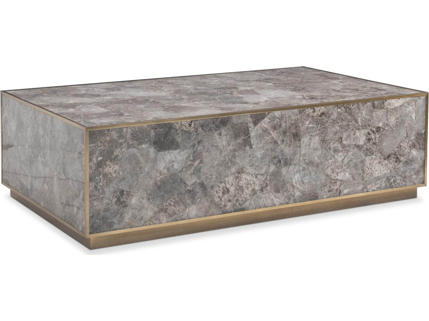 Interiors Tildon Rectangle Coffee Table in Aged Brass and Smoky Quartz