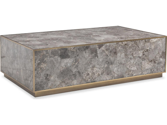 Interiors Tildon Rectangle Coffee Table in Aged Brass and Smoky Quartz