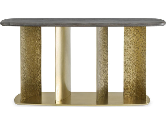 Interiors Trost Console Table in Mahogany and Dorado Gold