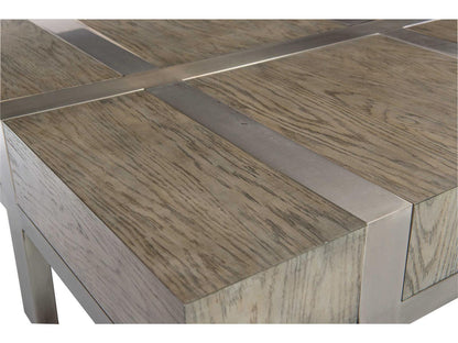 Interiors Leigh Square Cocktail Table in Rustic Gray and Tarnished Nickel