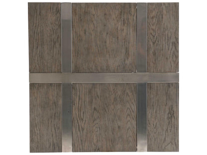 Interiors Leigh Square Cocktail Table in Rustic Gray and Tarnished Nickel