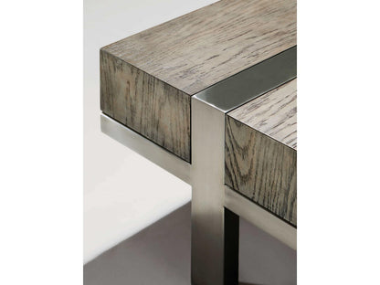 Interiors Leigh Square Cocktail Table in Rustic Gray and Tarnished Nickel