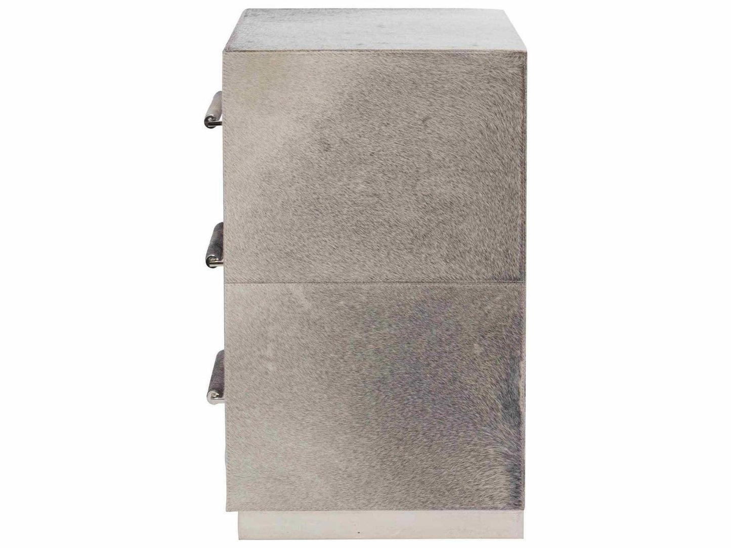 Interiors Parkin 3-Drawer Hair-on-Hide Nightstand with Stainless Steel Base