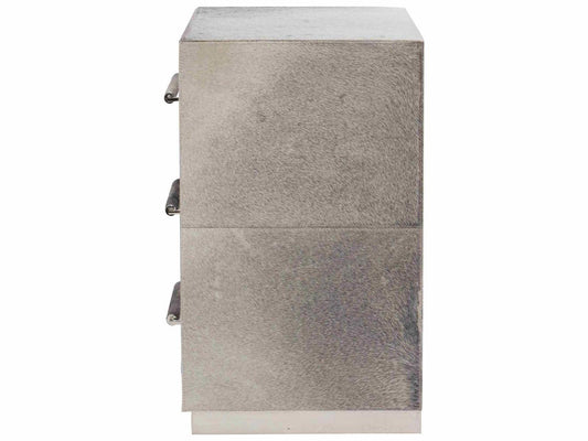 Interiors Parkin 3-Drawer Hair-on-Hide Nightstand with Stainless Steel Base
