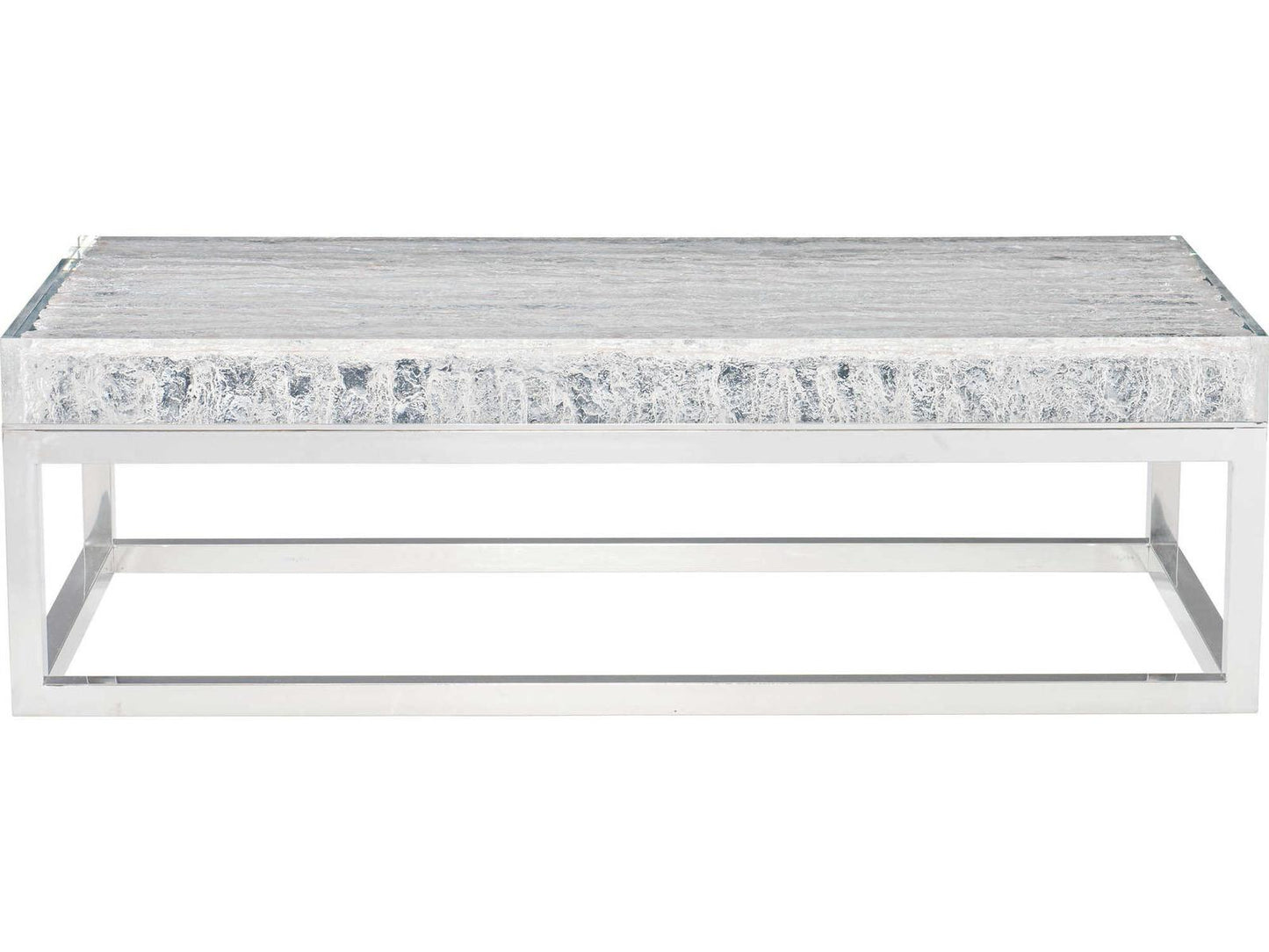 Arctic Rectangular Acrylic Top Coffee Table with Polished Stainless Steel Base