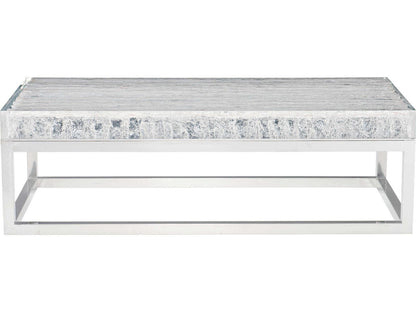 Arctic Rectangular Acrylic Top Coffee Table with Polished Stainless Steel Base