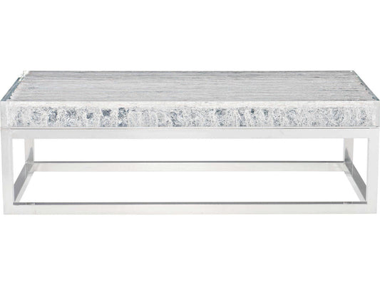 Arctic Rectangular Acrylic Top Coffee Table with Polished Stainless Steel Base