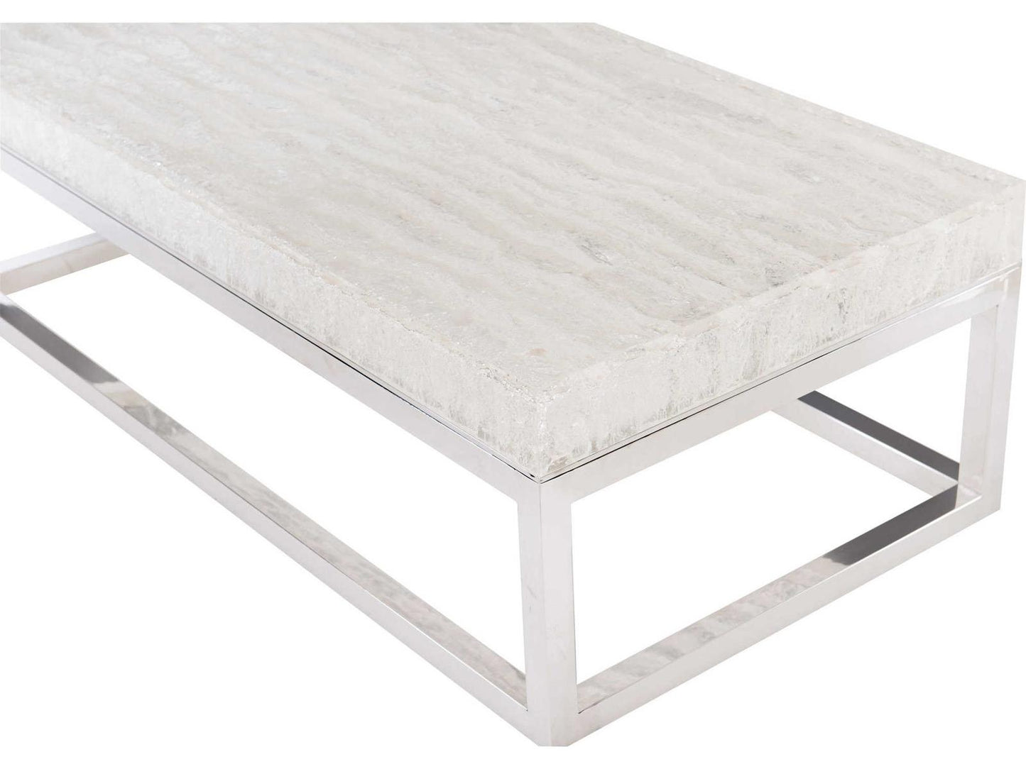 Arctic Rectangular Acrylic Top Coffee Table with Polished Stainless Steel Base