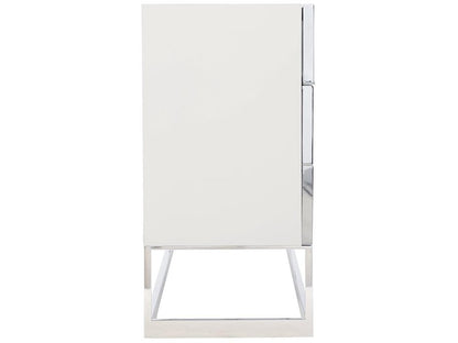 Interiors Parkhurst 7-Drawer Dresser in High Sheen White Lacquer with Stainless Steel
