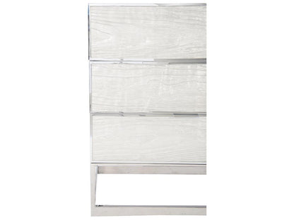 Interiors Parkhurst 7-Drawer Dresser in High Sheen White Lacquer with Stainless Steel