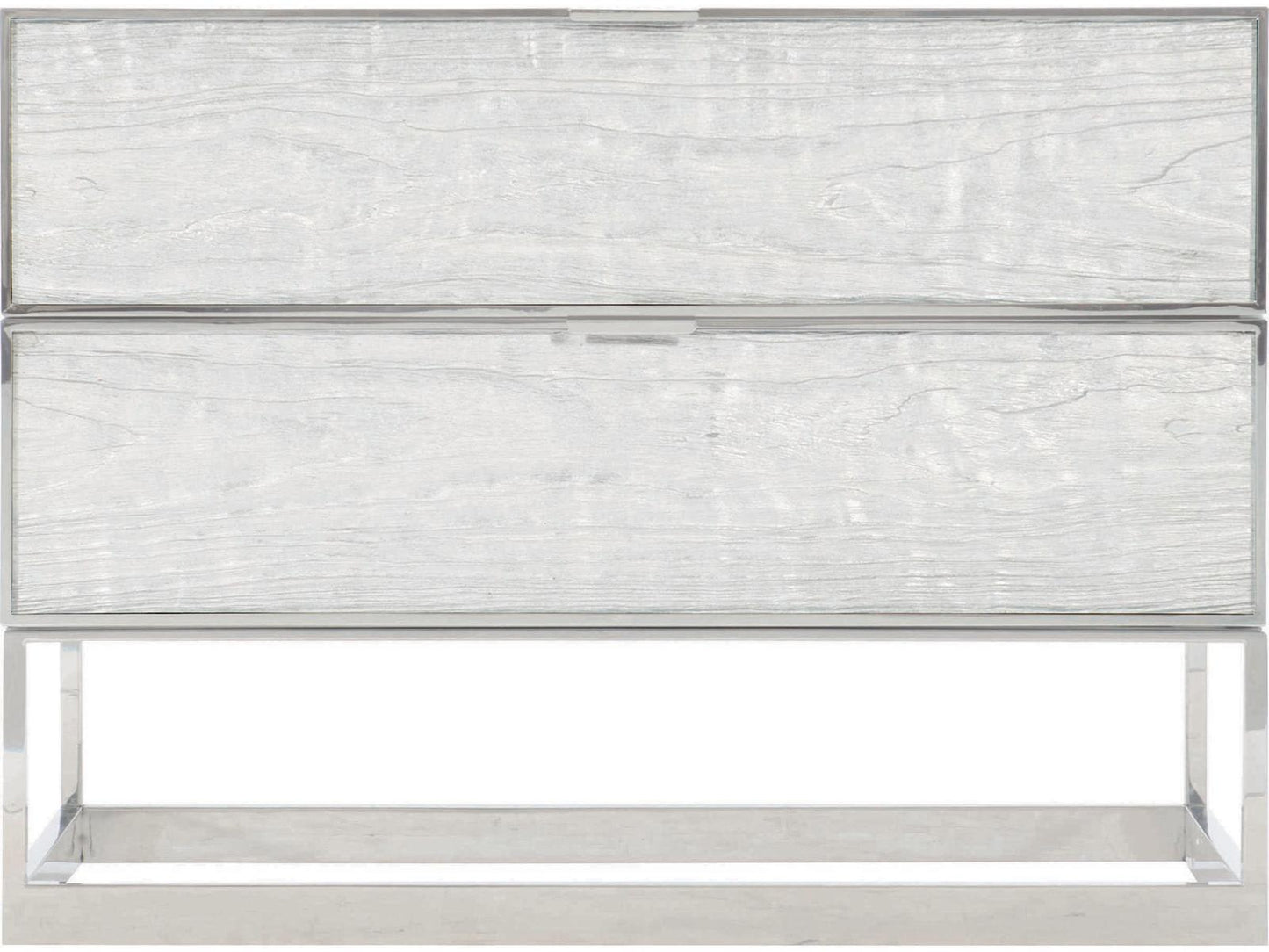 Parkhurst 2-Drawer Nightstand in High Sheen White Lacquer and Stainless Steel