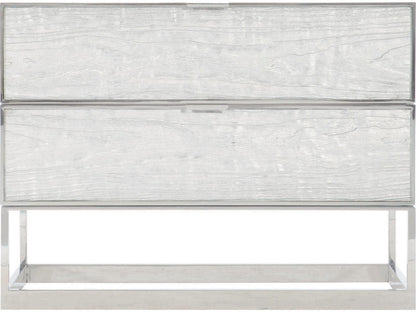 Parkhurst 2-Drawer Nightstand in High Sheen White Lacquer and Stainless Steel