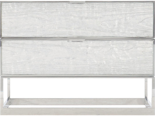 Parkhurst 2-Drawer Nightstand in High Sheen White Lacquer and Stainless Steel