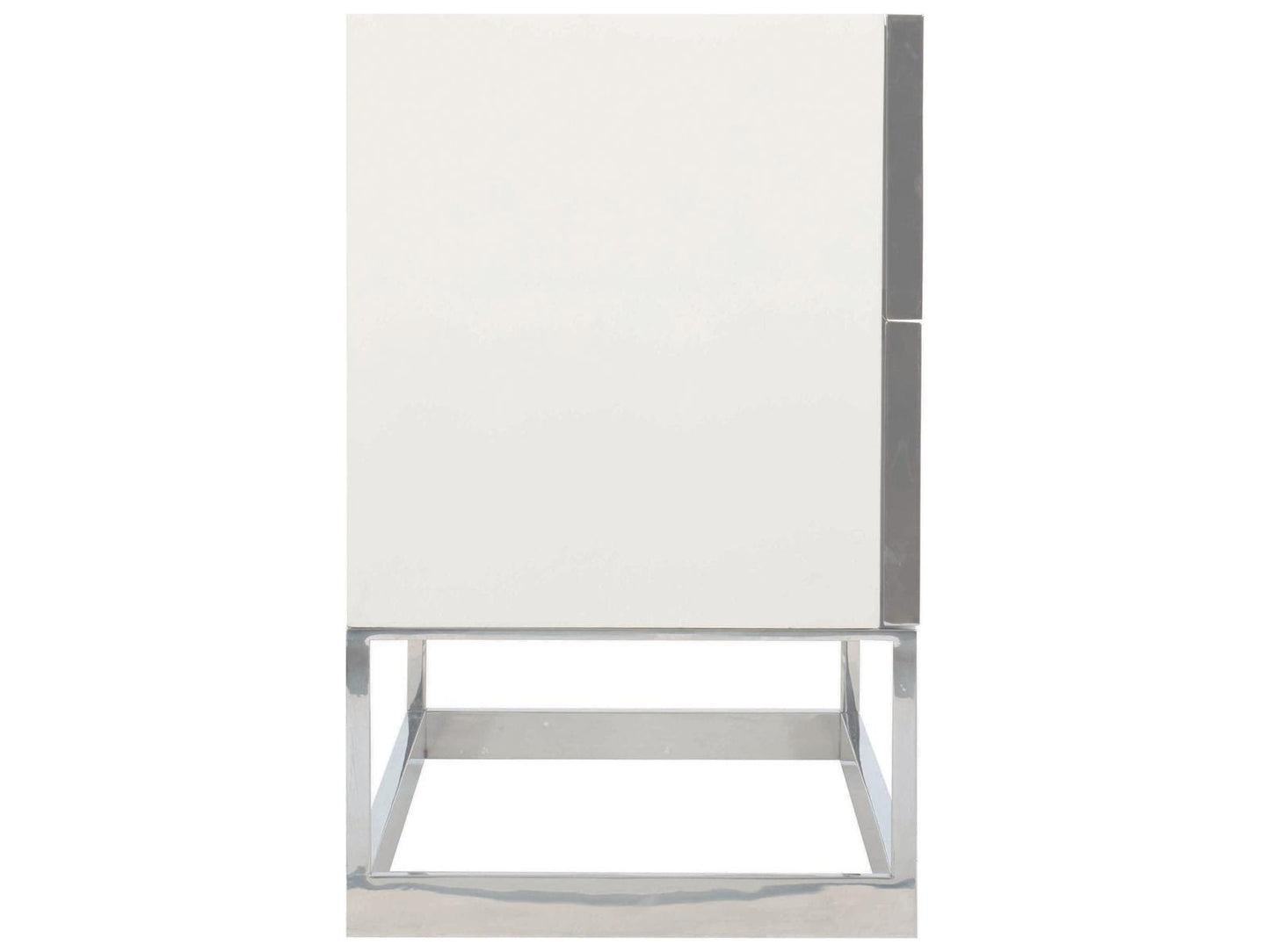 Parkhurst 2-Drawer Nightstand in High Sheen White Lacquer and Stainless Steel