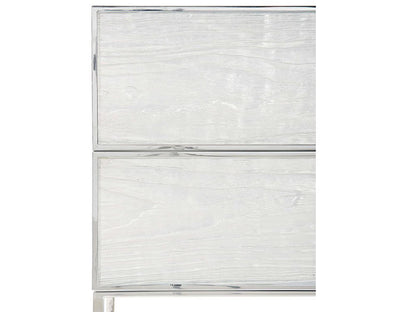 Parkhurst 2-Drawer Nightstand in High Sheen White Lacquer and Stainless Steel