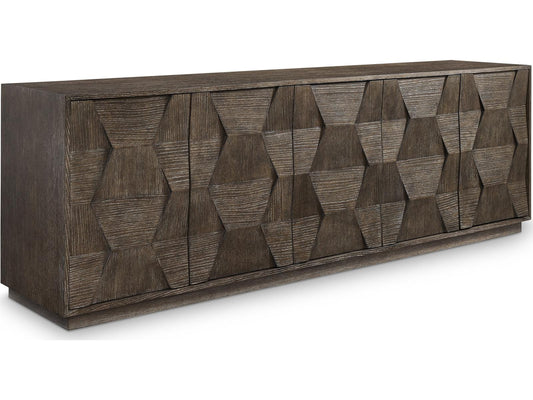Linea 92-Inch Rectangle Entertainment Console in Cerused Charcoal