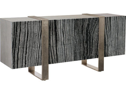 Linea 4-Door Entertainment Sideboard in Black Forest Marble and Graphite