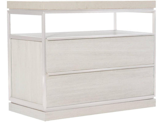 Bryne Scandinavian Minimalist Nightstand with White Marble Top