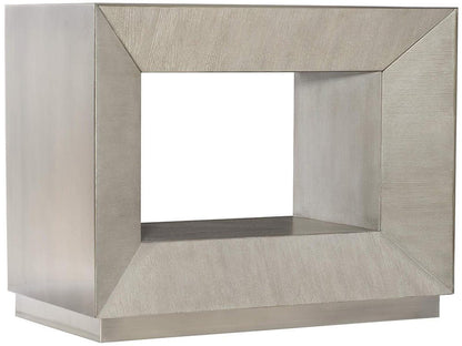 Interiors Trane Nightstand in Tarnished Nickel and Cerused Greige