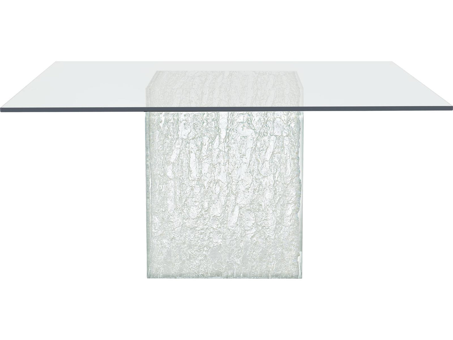 Arctic 60-Inch Square Glass Dining Table with Acrylic Pedestal