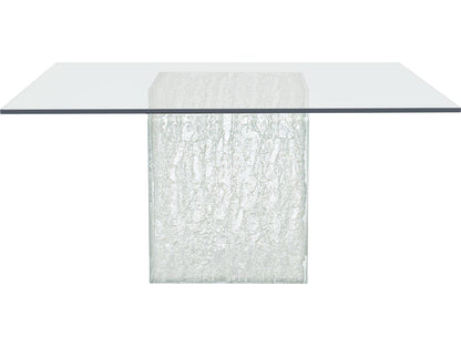 Arctic 60-Inch Square Glass Dining Table with Acrylic Pedestal