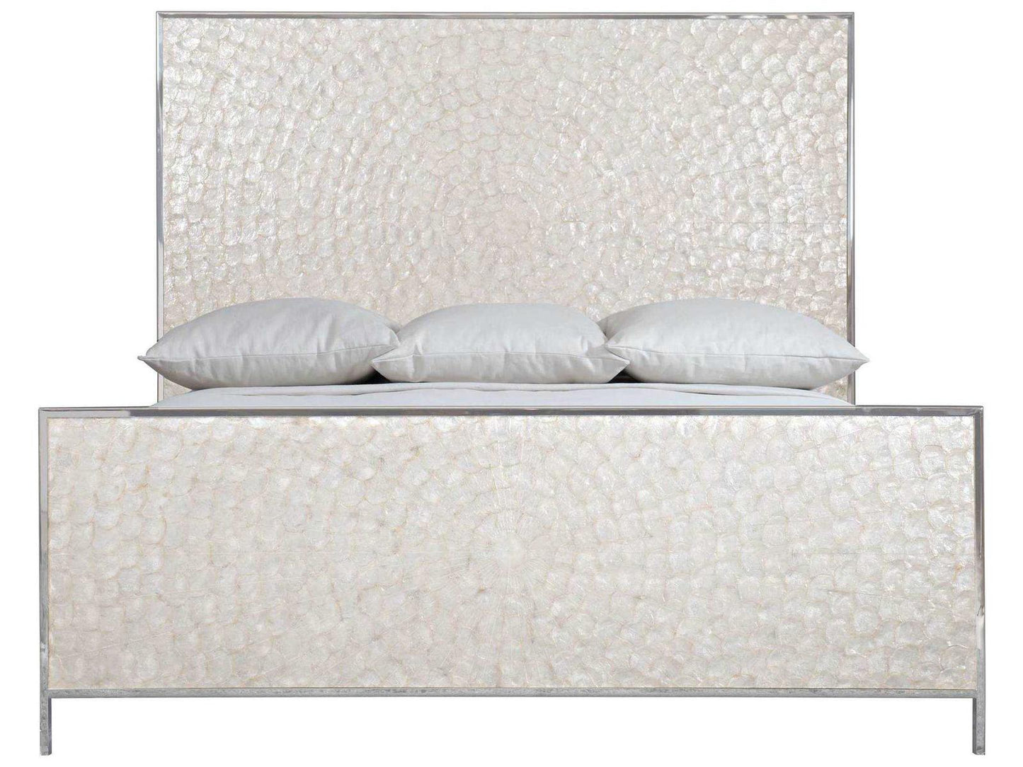 Interiors Helios King Panel Bed with Capiz Shell Headboard and Stainless Steel Frame