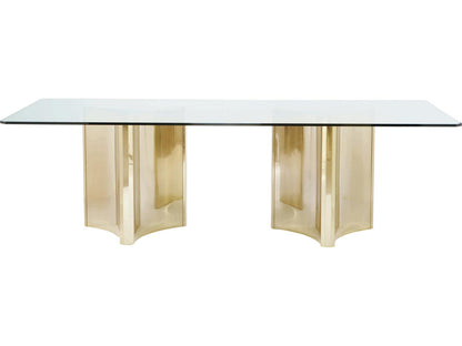 Abbott 100-Inch Rectangle Dining Table in Glass and Patinated Brass