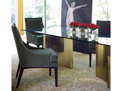Abbott 100-Inch Rectangle Dining Table in Glass and Patinated Brass