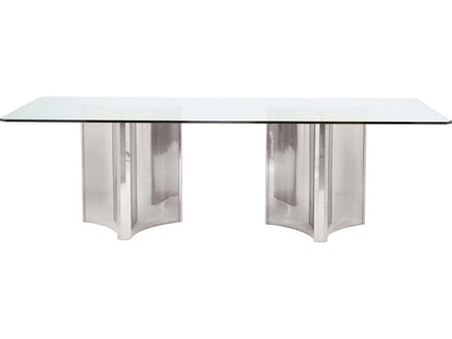 Abbott 100-Inch Rectangle Dining Table in Polished Stainless Steel and Glass