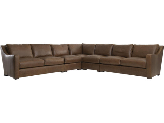 Ventura 5-Piece Modular Leather Sectional Sofa in Brown