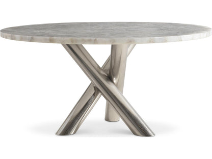 Ornella 60-Inch Round Dining Table with Agate Top and Metal Base