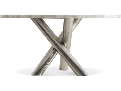 Ornella 60-Inch Round Dining Table with Agate Top and Metal Base