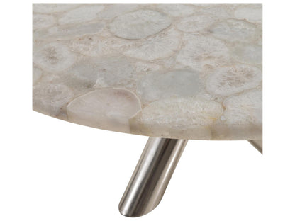 Ornella 60-Inch Round Dining Table with Agate Top and Metal Base