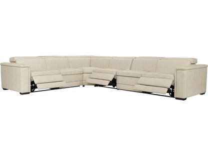 Lioni 4-Piece Modular Power Motion Top-Grain Leather Sectional with USB Ports