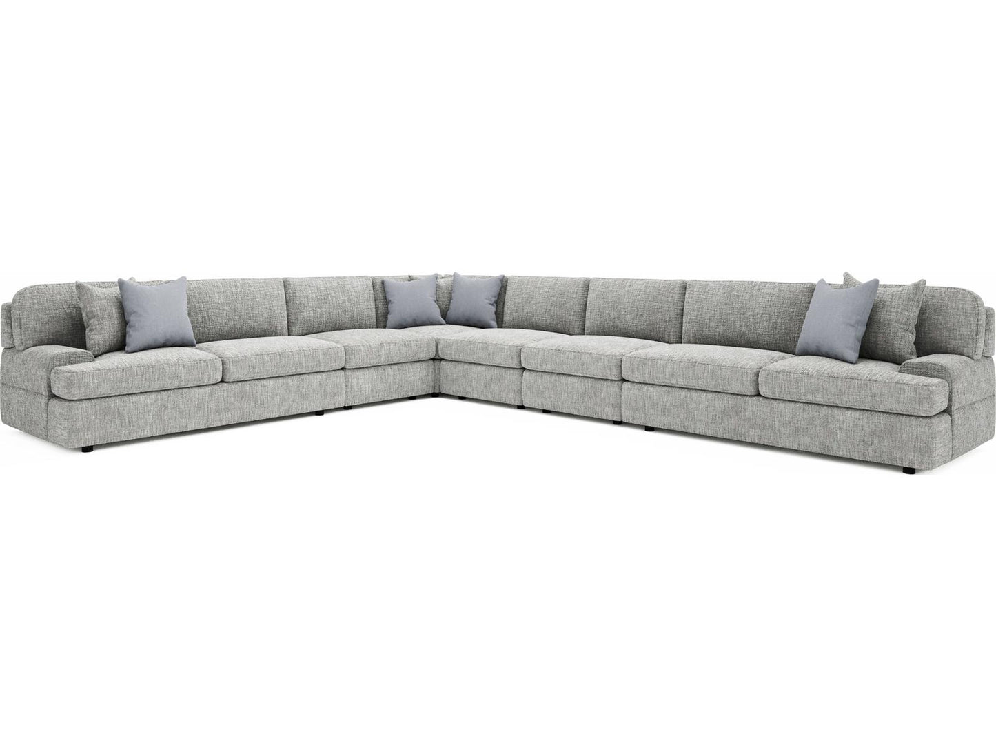 Serena 6-Piece Fabric Sectional Sofa in Gray with Low Track Arms