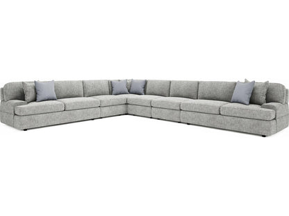 Serena 6-Piece Fabric Sectional Sofa in Gray with Low Track Arms