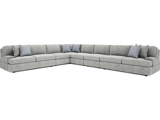 Serena 6-Piece Fabric Sectional Sofa in Gray with Low Track Arms