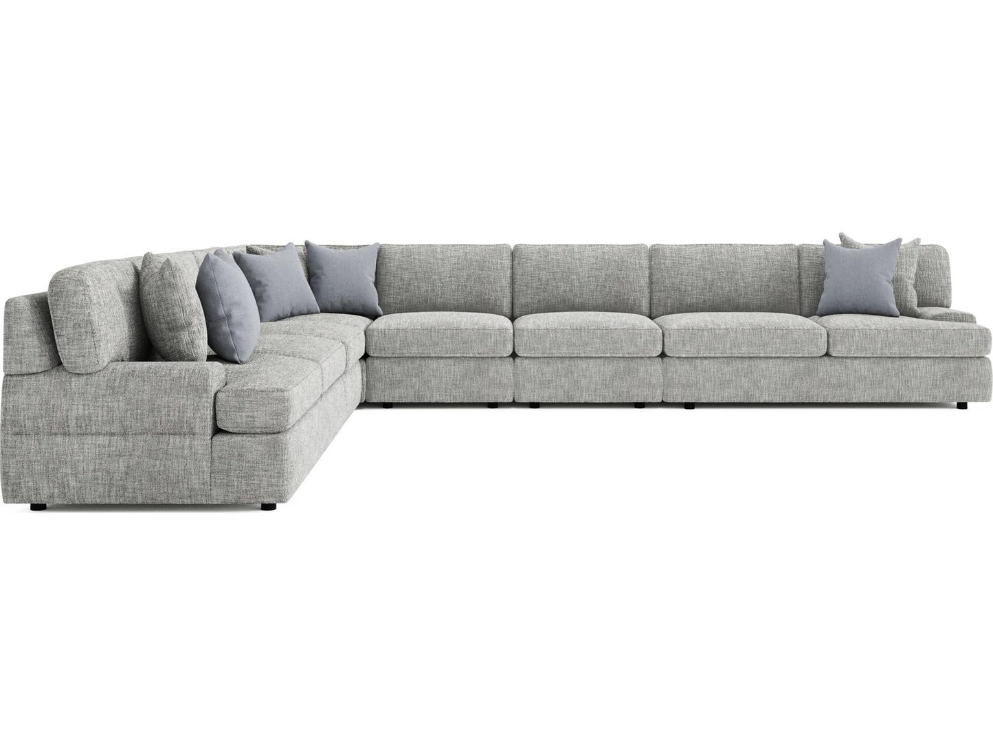 Serena 6-Piece Fabric Sectional Sofa in Gray with Low Track Arms