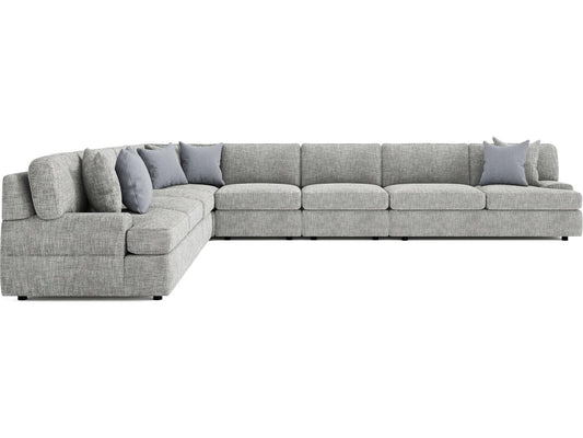 Serena 6-Piece Fabric Sectional Sofa in Gray with Low Track Arms