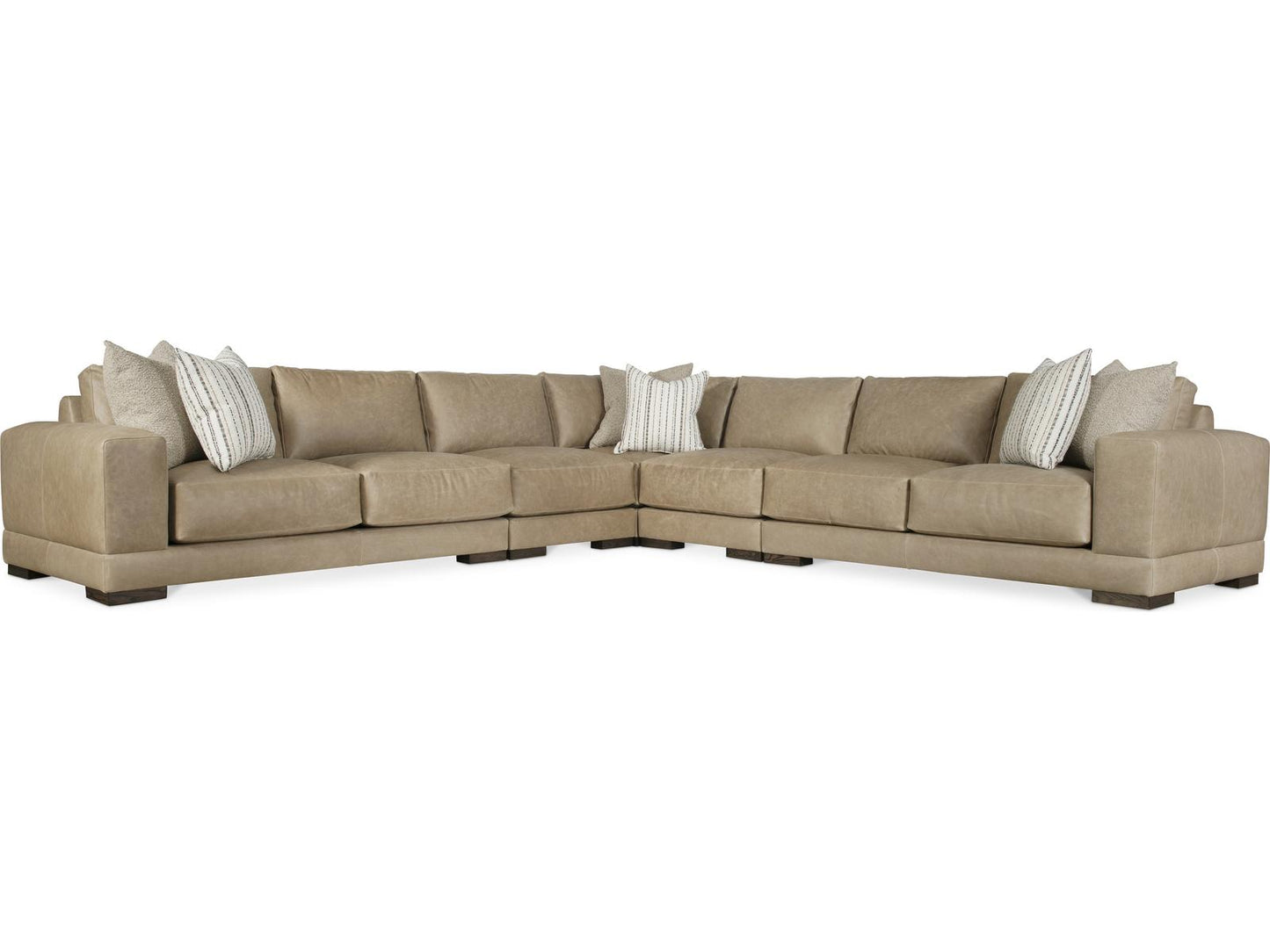 Lars 5-Piece Leather Sectional Sofa with Track Arms and Block Feet